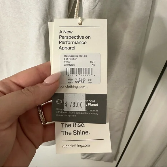 NWT Vuori Women’s Halo Essential Half-Zip Salt Heather Athleisure Quarter Zip XS - Picture 9 of 9